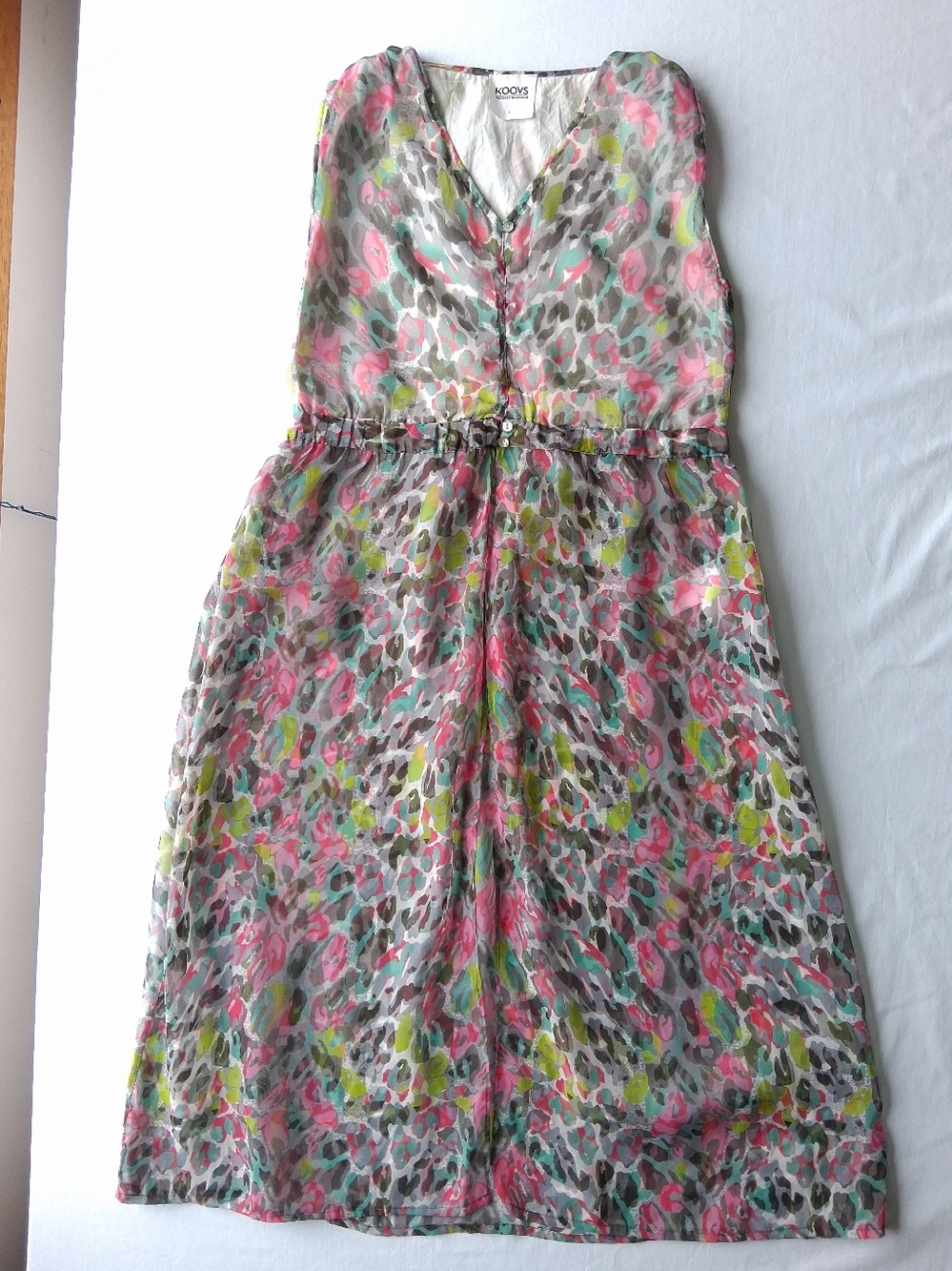 Dress Sheer Maxi split front Animal Print multicolour womenโs size M